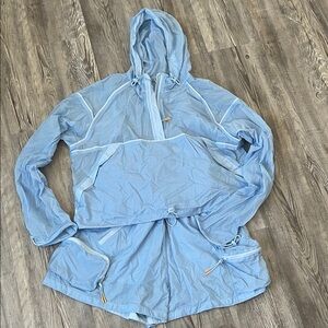 Outdoor Voices Light Blue Grid Jacket & Short Set
